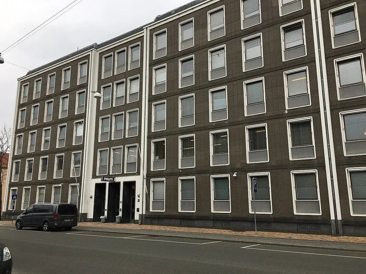 A Danish police building on a city street.